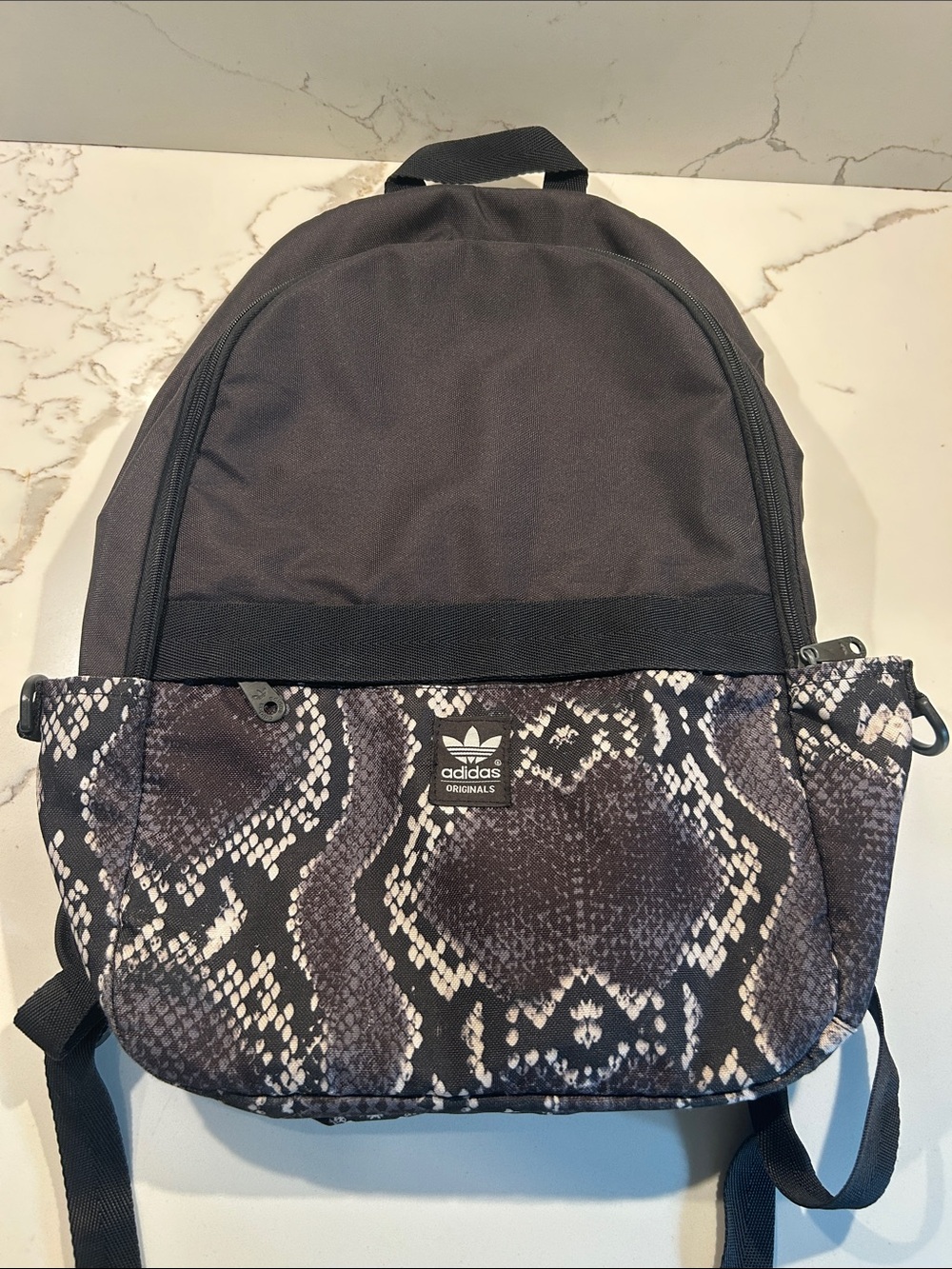 adidas Black Backpack with Snake-Print Front Large